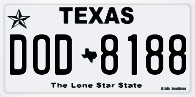 TX license plate DOD8188