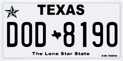 TX license plate DOD8190