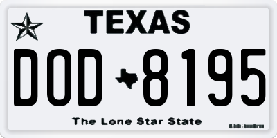 TX license plate DOD8195