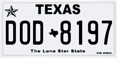 TX license plate DOD8197