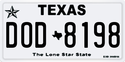 TX license plate DOD8198