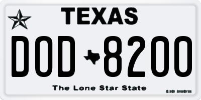 TX license plate DOD8200