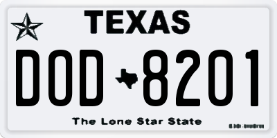 TX license plate DOD8201