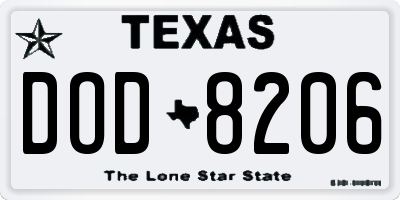 TX license plate DOD8206