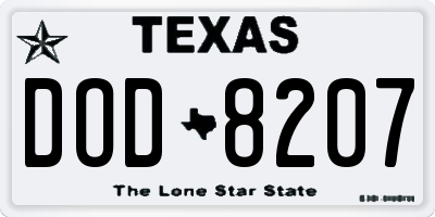 TX license plate DOD8207