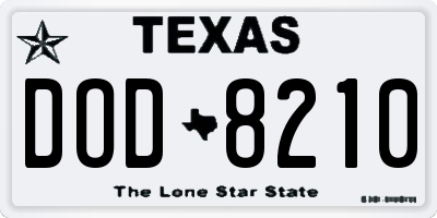 TX license plate DOD8210