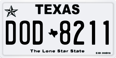 TX license plate DOD8211