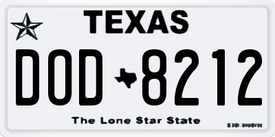 TX license plate DOD8212