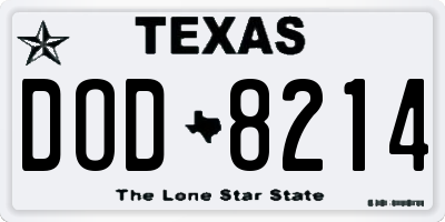 TX license plate DOD8214