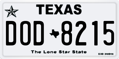 TX license plate DOD8215