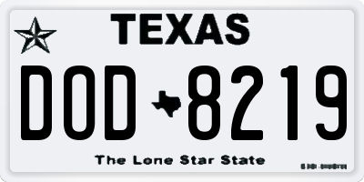 TX license plate DOD8219