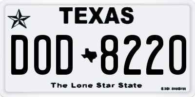 TX license plate DOD8220