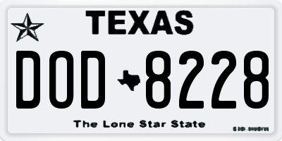 TX license plate DOD8228