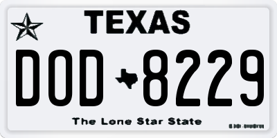 TX license plate DOD8229