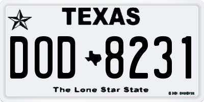 TX license plate DOD8231