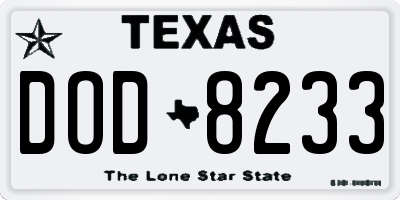 TX license plate DOD8233