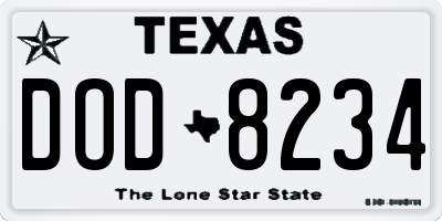TX license plate DOD8234