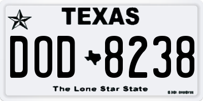 TX license plate DOD8238
