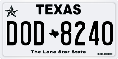 TX license plate DOD8240