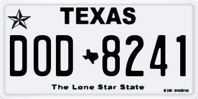 TX license plate DOD8241