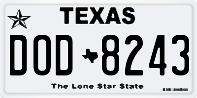 TX license plate DOD8243