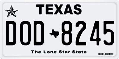TX license plate DOD8245