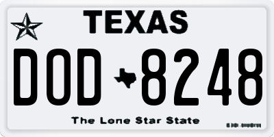 TX license plate DOD8248