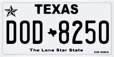 TX license plate DOD8250