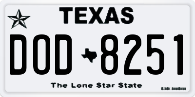 TX license plate DOD8251