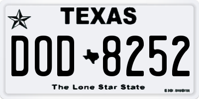 TX license plate DOD8252