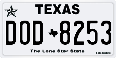TX license plate DOD8253