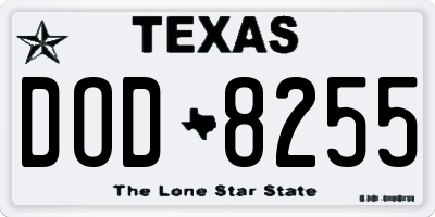 TX license plate DOD8255