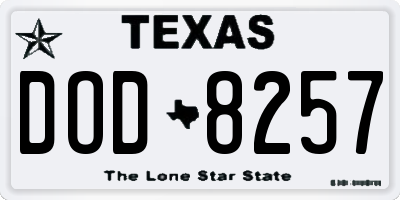 TX license plate DOD8257