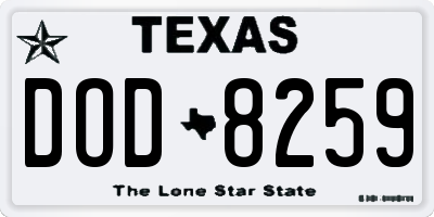 TX license plate DOD8259