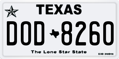 TX license plate DOD8260