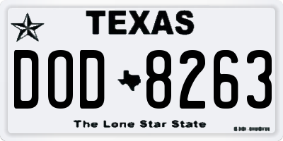 TX license plate DOD8263