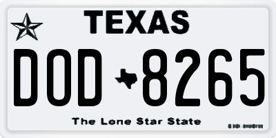 TX license plate DOD8265