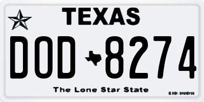 TX license plate DOD8274