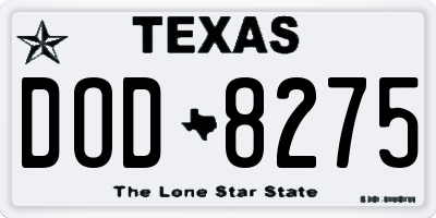 TX license plate DOD8275
