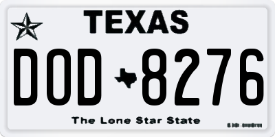 TX license plate DOD8276