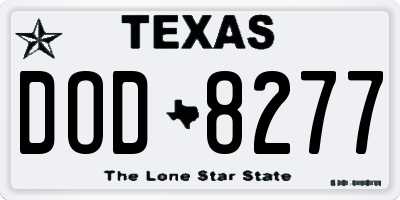 TX license plate DOD8277