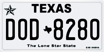 TX license plate DOD8280