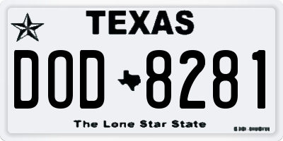 TX license plate DOD8281