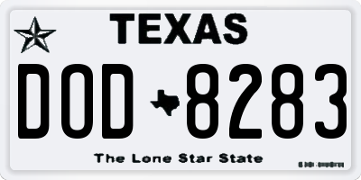 TX license plate DOD8283
