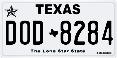 TX license plate DOD8284