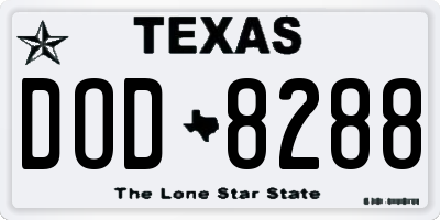 TX license plate DOD8288