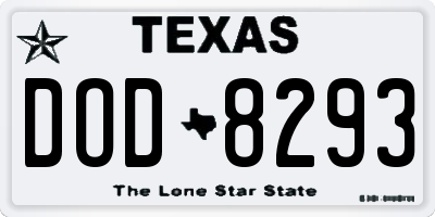 TX license plate DOD8293