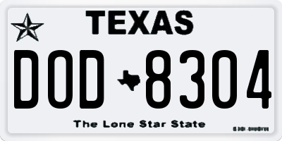 TX license plate DOD8304