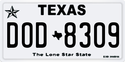 TX license plate DOD8309
