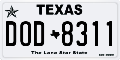 TX license plate DOD8311